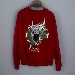 Crooks and Castles Mens Med Red Medusa Crewneck Sweatshirt -